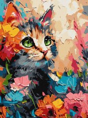 Малювання по номерам Пухнастий котик ©art.solomiia (KHO6598) Ідейка (Без коробки)