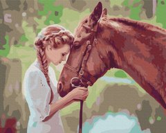 Живопись по номерам Девушка с конем (BSM-B51819) фото интернет-магазина Raskraski.com.ua