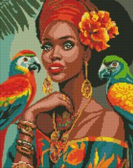 Набір алмазної мозаїки Африканська модниця з голограмними стразами (AB) ©art_selena_ua Ідейка (AMO7809) фото інтернет-магазину Raskraski.com.ua