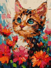 Раскраска по цифрам Котик в цветах ©art.solomiia (KHO6599) Идейка (Без коробки)