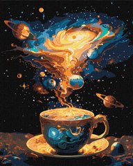 Картина за номерами Космічне чаювання з фарбами металік ©art_selena_ua (KHO5124) Ідейка (Без коробки)