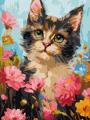 Картина раскраска Пушистик в цветах ©art.solomiia (KHO6600) Идейка (Без коробки)