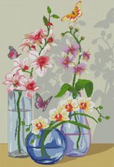 Картина стразами Орхидеи с бабочками (55 х 81 см) Dream Art (DA-31704, Без подрамника) фото интернет-магазина Raskraski.com.ua