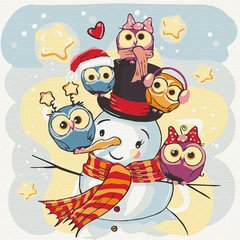 Картина по номерам Снеговик с совами (ACR-15550-AC) ArtCraft (Без коробки)