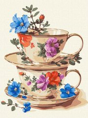 Картина за номерами Чарівність чашок з фарбами металік ©art_selena_ua (KHO5125) Ідейка (Без коробки)