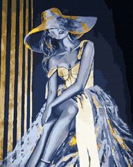 Картина за номерами Дівчина в капелюсі (золоті фарби) (JX1084) (Без коробки)