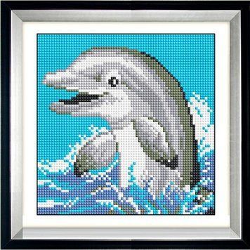 Картина мозаика Дельфинчик (полная зашивка, квадратные камни) Dream Art (DA-30065, Без подрамника) 19 х 19 см фото интернет-магазина Raskraski.com.ua