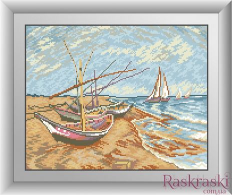 Картина алмазная вышивка Рыболовные лодки на берегу Сент-Мари (квадратные камни, полная зашивка) Dream Art (DA-30515, Без подрамника) фото интернет-магазина Raskraski.com.ua