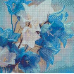 Картина из мозаики Голубые цветочки Strateg (SR-CA-0038, На подрамнике) фото интернет-магазина Raskraski.com.ua