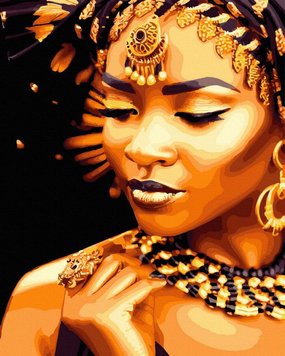 Картина по номерам Африканка в золоте (золотые краски) (JX1121) (Без коробки)