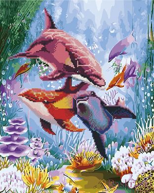Алмазная картина Яркие дельфины (GZS1024) Rainbow Art (Без коробки) фото интернет-магазина Raskraski.com.ua