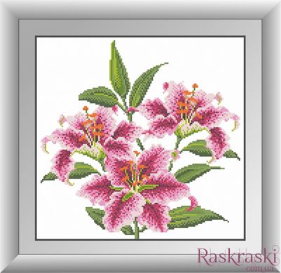 Картина из мозаики Розовые лилии (квадратные камни, полная зашивка) Dream Art (DA-30420, Без подрамника) фото интернет-магазина Raskraski.com.ua