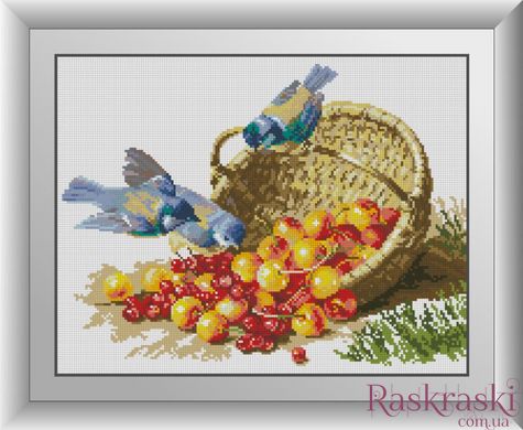 Алмазная живопись Корзина с черешнями (квадратные камни, полная зашивка) Dream Art (DA-30524, Без подрамника) фото интернет-магазина Raskraski.com.ua