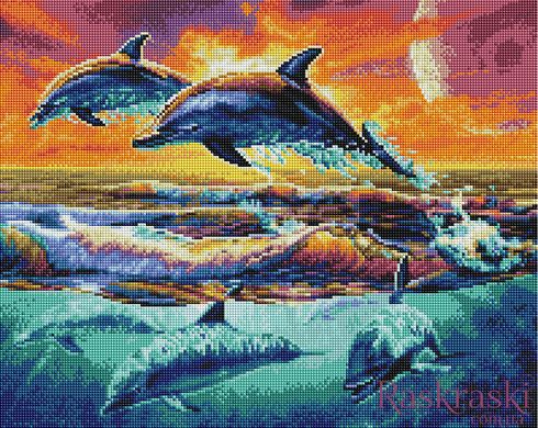 Алмазна техніка Зграя дельфінів Брашми (GF3382) фото інтернет-магазину Raskraski.com.ua