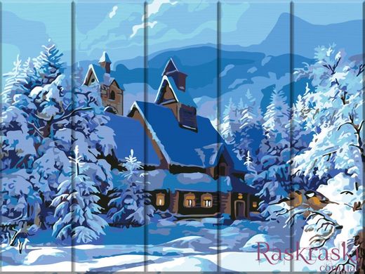 Картина за номерами на дереві Зимовий пейзаж (ASW218) ArtStory фото інтернет-магазину Raskraski.com.ua