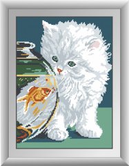 Алмазна вишивка Білий кошеня Dream Art (DA-30343) фото інтернет-магазину Raskraski.com.ua