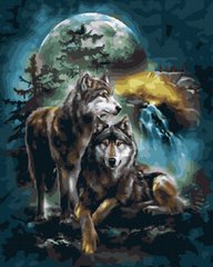Картина за номерами Вовки під місяцем (BK-GX32766) (Без коробки)