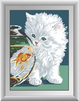 Картина мозаїка Білий кошеня Dream Art (DA-30343) 27 х 37 см фото інтернет-магазину Raskraski.com.ua