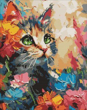 Картина мозаика Пушистый котик &copy;art.solomiia Идейка (AMO7994, На подрамнике) 40 х 50 см фото интернет-магазина Raskraski.com.ua
