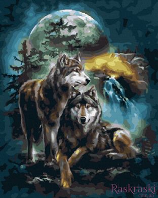 Картина за номерами Вовки під місяцем (BK-GX32766) (Без коробки)