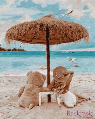 Картини за номерами На пляжі з ведмедиком (BK-GX38365) (Без коробки)