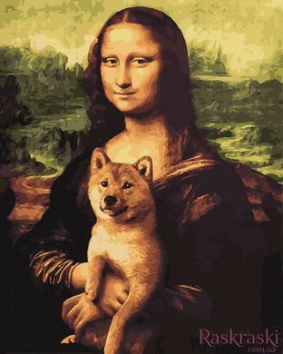 Раскраски по номерам Мона Лиза с собачкой (NIK-N355) фото интернет-магазина Raskraski.com.ua