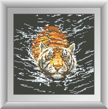 Алмазна живопис Тигр (квадратні камені, повна зашивання) Dream Art (DA-30475) 34 х 34 см фото інтернет-магазину Raskraski.com.ua