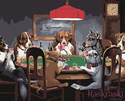 Картина по номерам Собаки играют в покер (KH4327) Идейка фото интернет-магазина Raskraski.com.ua