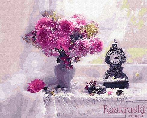 Розмальовка по номерах Натюрморт з рожевими айстрами (BRM31018) фото інтернет-магазину Raskraski.com.ua