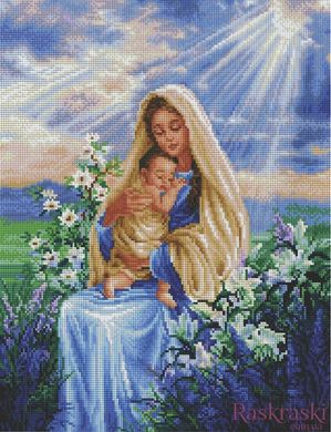 Алмазная вышивка Богородица с младенцем Алмазная мозаика (OSF017, Без подрамника) фото интернет-магазина Raskraski.com.ua