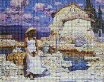 Картина алмазами Продавщица сувениров &copy;tolstukhin artem Идейка (AMO7407, На подрамнике) 40 х 50 см фото интернет-магазина Raskraski.com.ua
