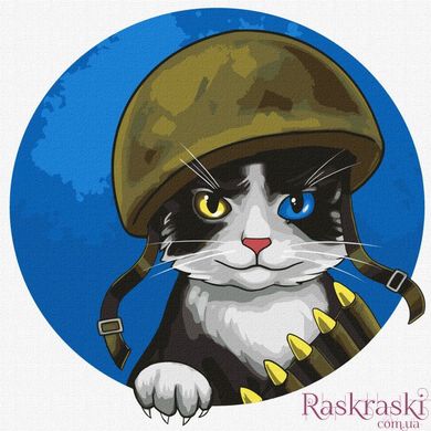 Картина по номерам Воинственный котик ©art.irina.pass (KHO4393) Идейка (Без коробки)
