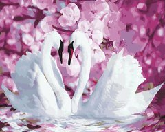 Картина по номерам Лебеди в окружении цветов (BK-GX22739) (Без коробки)