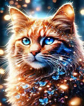 Картина из страз Космический кот с голограмными стразами My Art (MRT-TNG1663, На подрамнике) 40 х 50 см фото интернет-магазина Raskraski.com.ua