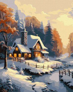 Картина по номерам Зимний домик &copy;art_selena_ua (KH6333) Идейка 40 х 50 см фото интернет-магазина Raskraski.com.ua