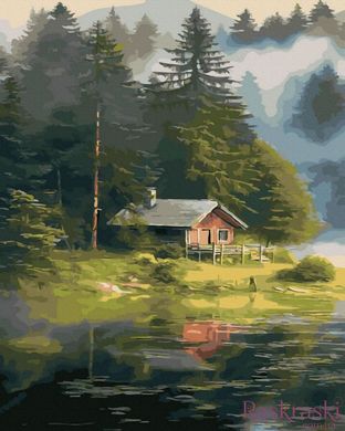 Картина за номерами Будиночок біля озера (ANG651) (Без коробки)