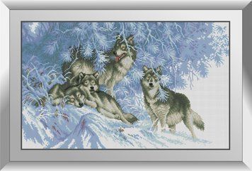 Алмазная живопись В зимнем лесу (волки) Dream Art (DA-31267, Без подрамника) 44 x 72 см фото интернет-магазина Raskraski.com.ua