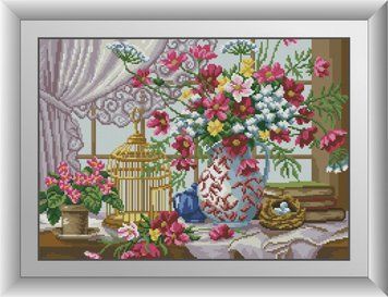 Мозаика алмазная На подоконнике Dream Art (DA-30605, Без подрамника) 37 х 52 см фото интернет-магазина Raskraski.com.ua