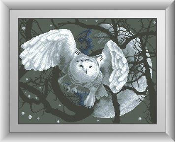 Картина мозаїка Нічна сова (квадратні камені, повна зашивання) Dream Art (DA-30527) 38 х 50 см фото інтернет-магазину Raskraski.com.ua