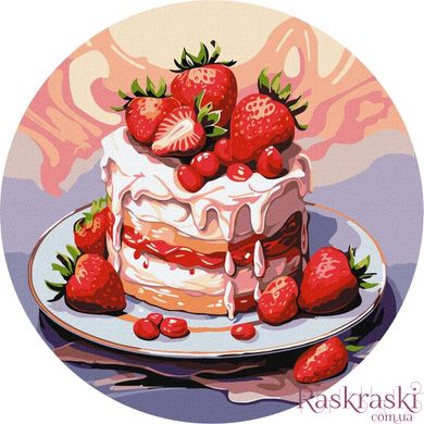 Картина за номерами Полуничний торт ©art_selena_ua (KHO-R1031) Ідейка (Без коробки)