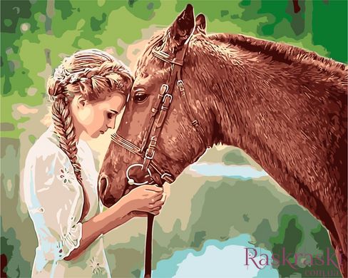 Картина за номерами Дівчина і кінь (W4364) фото інтернет-магазину Raskraski.com.ua