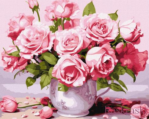 Рисунок по цифрам Розовые розы ©art_selena_ua (KH3254) Идейка фото интернет-магазина Raskraski.com.ua