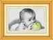 Алмазная живопись Вкуснятина(малыш с яблоком) (полная зашивка, квадратные камни) Dream Art (DA-30077, Без подрамника) — фото комплектации набора