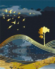 Раскраска для взрослых Птицы ночи с золотой краской (BSM-B53042) фото интернет-магазина Raskraski.com.ua