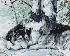 Алмазная живопись Волки на снегу ColorArt (CLR-PSP012, На подрамнике) фото интернет-магазина Raskraski.com.ua