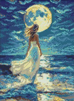 Алмазная картина Девушка и луна &copy;art_selena_ua Идейка (AMO20292, На подрамнике) 30 х 40 см фото интернет-магазина Raskraski.com.ua