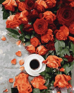 Раскраски по номерам Кофе з запахом роз (BK-GX34811) (Без коробки)