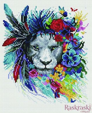 Картина з мозаїки Лев в кольорах Rainbow Art (EJ646) фото інтернет-магазину Raskraski.com.ua