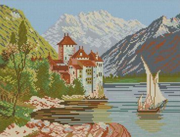 Картина алмазами Озерний замок (35 х 46 см) Dream Art (DA-31593) 35 х 46 см фото інтернет-магазину Raskraski.com.ua