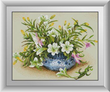 Картина алмазами Лилии в вазе Dream Art (DA-30658, Без подрамника) 52 х 65 см фото интернет-магазина Raskraski.com.ua